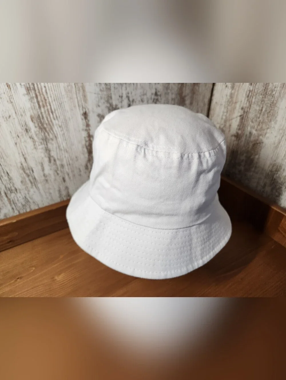 White Bucket Hat with Rainbow 
